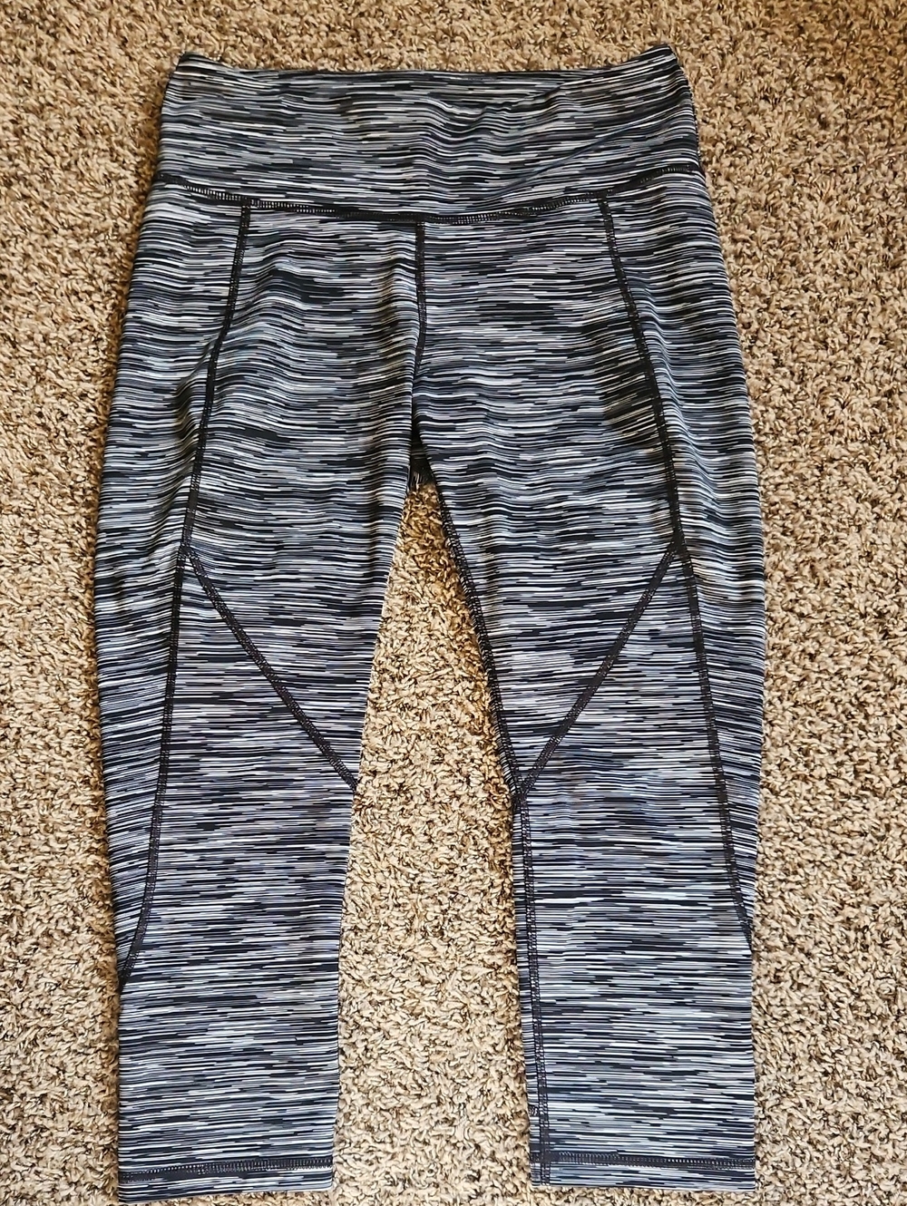 tek gear Black and Gray Striped Athletic Capri Leggings